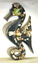 Seahorse Wall Art Mother of Pearl Abalone Shell Lucite Plaque 1960’s - $457.39 MXN