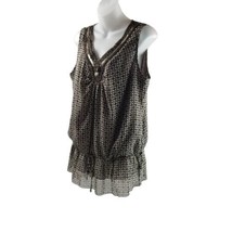 Dressbarn Sleeveless Top Blouse Womens Sz L Embellished V-Neck Lined Lay... - $14.24