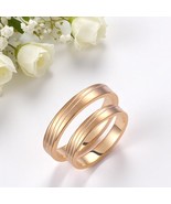 Brushed Wedding Band Set-3.5mm Wedding Bands Set-Matte Gold Rings - $12,255.02 MXN+