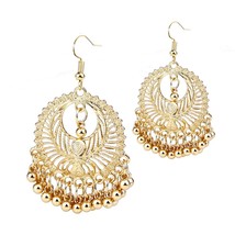 Sunspicems Indian Golden Drop Earrings For Women Fashion Morocco Matal Ball Banq - £10.50 GBP
