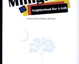 Milligans Neighborhood Bar &amp; Grill Menu Private Club Florence South Caro... - £13.99 GBP