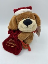 Chrisha Playful Plush Santa Clause Dog Puppy Bag Christmas Stuffed Animal 8” - £6.75 GBP