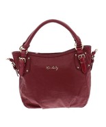 Kate Landry Dark Red Leather Hobo Bag Purse Buckle Detail Leopard Print ... - $28.86