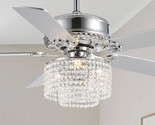 52-Inch Crystal Ceiling Fan By Crossio With Light And Remote Control,, B... - £188.32 GBP
