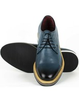 IDOL Mens Derby Lace Up Dark Blue Leather Dress Shoes US 10,13 - £39.82 GBP