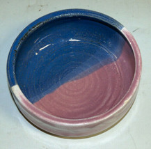 Handmade Pottery Clay Bowl Multi Color Pink &amp; Blue 5.75 Inches - £11.94 GBP