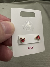 Disney Parks Mickey Mouse Faux Ruby July Birthstone Stud Earrings Gold Color image 4