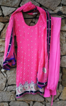 Salwar Kameez Pink Readymade Pakistani Stitched Ethnic Preowned Bollywoo... - £28.75 GBP