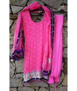 Salwar Kameez Pink Readymade Pakistani Stitched Ethnic Preowned Bollywoo... - £28.45 GBP