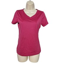 Reebok Women&#39;s Play Dry Active Wear T-Shirt Size Small Solid Pink Short ... - $13.71