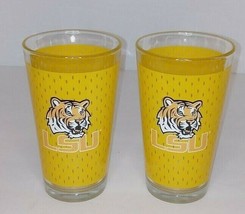 Set of 2 LSU TIGERS Collegiate Pint Glass Yellow Jersey Print 16 oz. - £14.11 GBP