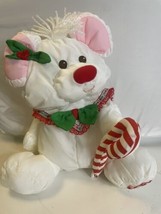 1987 Fisher-Price Plush Puffalump White Christmas Mouse w/ Candy Cane  - $14.99