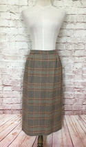 Pendleton Brown Houndstooth Plaid Wool Midi Straight Skirt Size 8 - £47.15 GBP
