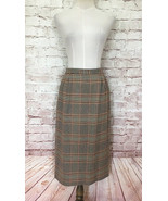 Pendleton Brown Houndstooth Plaid Wool Midi Straight Skirt Size 8 - £46.75 GBP