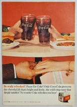 1960 Print Ad Coca-Cola Couple Hold Hands While Drinking Glasses of Coke - $12.85