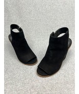 Steve Madden Suede Leather Open Toe Stacked Heels Womens Size 5 Black - $38.77