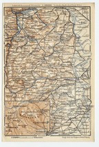 1911 Antique Map Vicinity Of Kreuznach Mannheim Worms Ludwigshafen / Germany - £13.41 GBP
