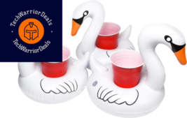 GoFloats Inflatable Pool and Hot Tub Drink Holders (3 Pack Of 3, White Swan  - £15.73 GBP