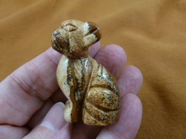 (Y-DOG-CH-563) Tan Jasper CHIHUAHUA Mexican baby dog gemstone carving fi... - $14.01