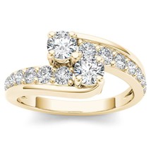 Authenticity Guarantee 
Genuine 14K Yellow Gold 1.00 Ct Diamond Two Stone Eng... - £1,215.01 GBP