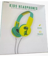 Vibe Kids Headphones Teal yellow &amp; Green Dinosaur volume limiting techno... - $12.19