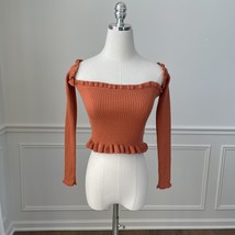 NWT ASOS Burnt Orange Rust Bardot Style Crop Top 4 - $269.77 MXN