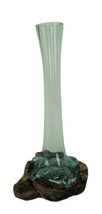 Glass On Teak Driftwood Molten Sculptural Bud Vase - £68.55 GBP