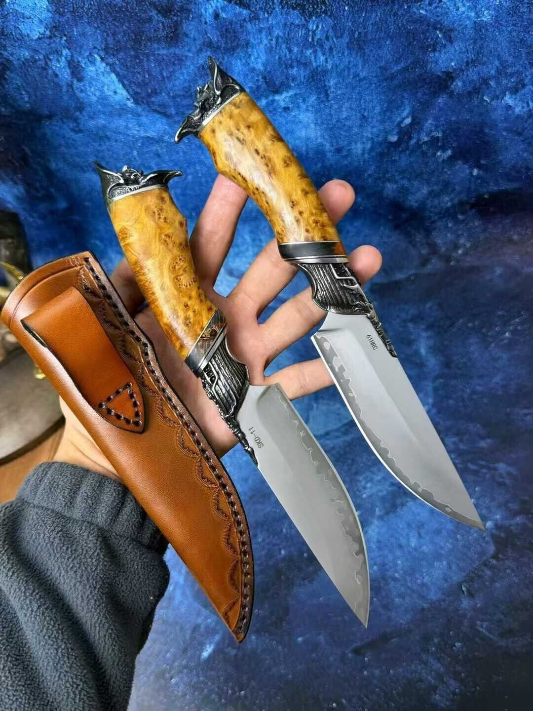 Handmade Japanese SKD-11 Steel Fixed Blade Knife Pirate Design Collectible - $118.80