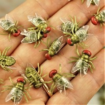 HALLOWEEN LIFELIKE GREEN FLIES, Real Size DIY Insects, SMALL GIFT IDEA F... - $8.99