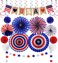 26Pcs Patriotic Decorations 4th of July Decor - LOVE USA Banner Red White Blue - £16.71 GBP