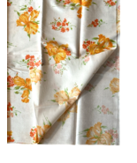 Vintage 60s Poly Fabric ORANGE Floral Iris Gladiolas MCM 84&quot; X 44&quot; - 2+ ... - $351.90 MXN