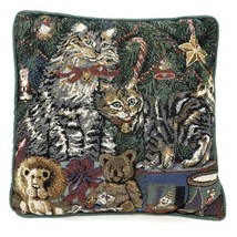 Christmas Kitty Cat Kitten Holiday Tree Tapestry Throw Pillow 11 X 11 In... - $23.17