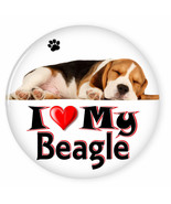 I LOVE MY BEAGLE DOG PUPPY 3&quot; PIN BACK BUTTON - £4.73 GBP