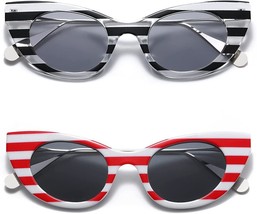 2 Pack Retro Vintage Inspired Cat Eye Sunglasses For Women Chic Trendy G... - £13.14 GBP