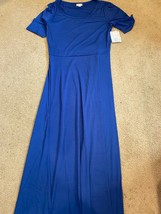 LuLaRoe Ana Maxi Dress NEW Solid Blue Floor length Maxi Unicorn XSmall XS - £20.29 GBP