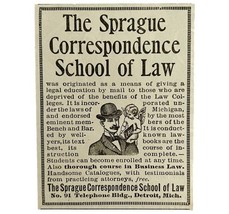 Sprague Correspondence School Of Law 1894 Advertisement Victorian ADBN1kk - $368.12 MXN