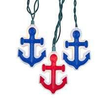 Kurt Adler 10 Light Red and Blue Anchor Light String UL4350 - $26.67