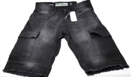 Straight Outta Brooklyn SOBK Modern Flex Fit Distressed Black Shorts Size 32 NWT - £21.65 GBP
