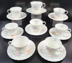 8 Mikasa Something Blue Cups Saucers Set Vintage Floral Butterfly A7051 Dish Lot - £78.87 GBP