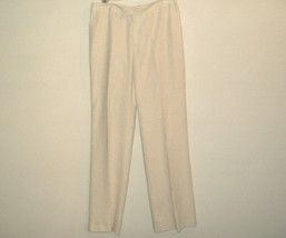 Ellen Tracy Petite Pants Size 4 Cream Lined 100% Linen Bootcut Flat Front - £16.68 GBP