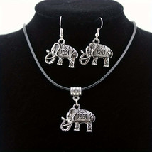 Vintage Elephant Jewelry Set 3 Earrings  Necklace - $29.02