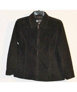 Relativity Suede Leather Coat Jacket Black Zipper Front Womens M Medium - £30.91 GBP