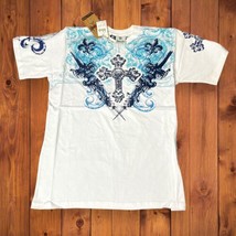 Nwt Y2K Ablanche White L 100% Cotton Embroidered Royal Power Cross And Crown - £39.56 GBP