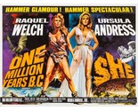 1966 One Million Years BC &amp; She Dual Movie Poster 11X17 Raquel Welch And... - $11.64