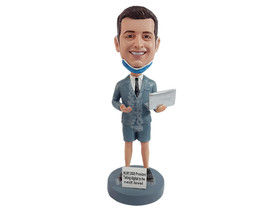 Custom Bobblehead Funny dude taking work conferences on a laptop to the next lev - £70.39 GBP