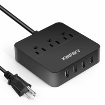 Power Strip With 4 Usb Ports &amp; 3 Outlets - Portable Usb Strip Surge Prot... - £28.13 GBP