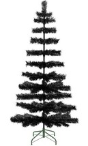 5FT Black Christmas Tree Tinsel Feather Style Holiday Tree 60IN Table-Top - £116.20 GBP