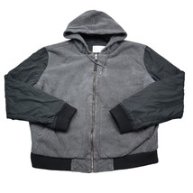 Reversible Jacket Mens Gray Black Full Zip Hooded Drawstring Pocket Snap - £20.10 GBP