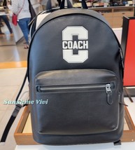 NWT Coach Leather West Backpack With Varsity Motif CAK16 Gunmetal/Black/... - $249.00