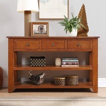 48&#39;&#39; Solid Pine Wood Top Console Table, Modern Entryway Sofa Side Table - Brown - £210.32 GBP